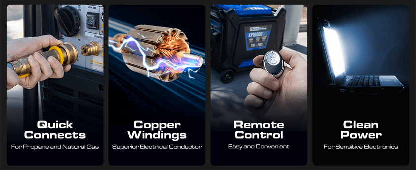 DuroMax XP16000iHT 16,000-Watt Tri Fuel Portable Digital Inverter Generator - Gas, Propane & Natural Gas, Remote Electric Start, Whole Home Power Backup, Transfer Switch Ready, RV & Emergency Ready