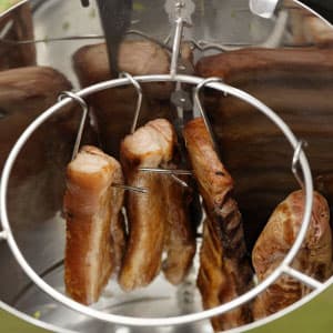 Universal 20-pound Stainless Steel (25-servings) Charcoal Barrel Smoker with Thermometer & Airlock system - 20.5"x 29.6" x ⌀15.5", 2 in 1 Vertical Grill and Smoker, Slow Cooking Barrel