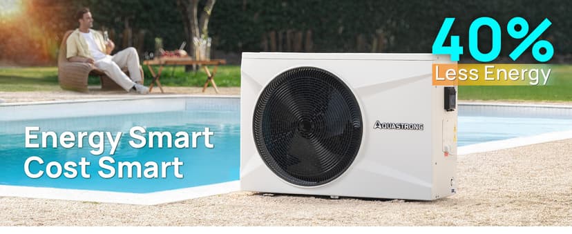 Aquastrong 35,000 BTU Inverter Swimming Pool Heat Pump, 9,000 Gallons Electric Pool Heater for Above Ground and Inground Pool, WiFi Capable Timer, Heating and Cooling Pool Heater 120V