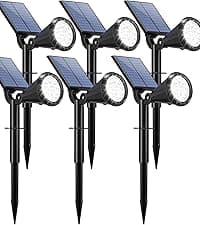 WELALO Solar Color Changing Spot Lights Outdoor, Waterproof Solar Christmas Lights with 9 Modes, Multicolor RGB Landscape Spotlights for Garden Yard Driveway Lawn Patio Pathway Decorations, 6 Pack