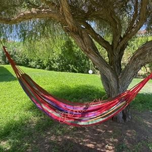 Brazilian Double Hammock 2 Person 330X150cm Load 500Pound Cotton Hammock for Patio Porch Garden Backyard Lounging Outdoor and Indoor (Beige)