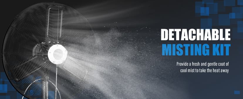 iLiving 30" Pedestal Outdoor Oscillating Fan with Misting kit - Shop, Greenhouse, Patio - 120V 1.8A 8400 CFM