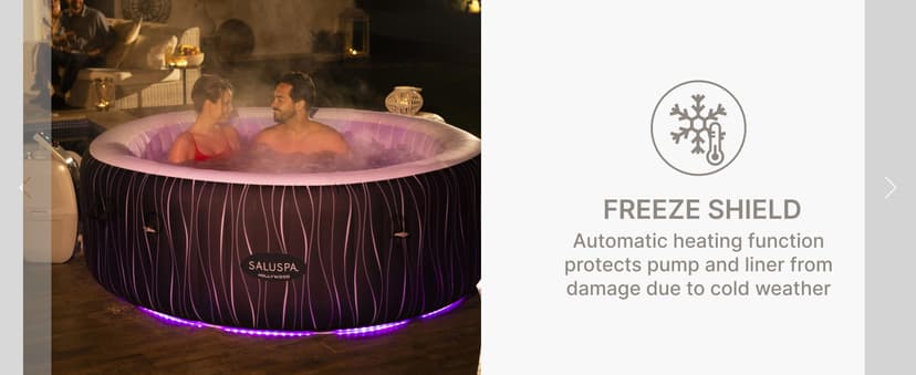 Bestway SaluSpa Hollywood EnergySense Luxe AirJet Round Inflatable 4 to 6 Adult Hot Tub with Heater, Filter, 2 Covers, and 140 AirJet System