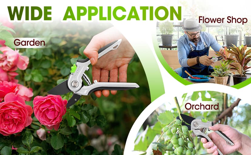 WORKPRO Garden Anvil Pruning Shears, 8" Garden Pruning Scissors Heavy Duty with Ergonomically Design Handle, Labor-Saving Garden Clippers Hand Tools for Thick Dry branches and Dead Plants