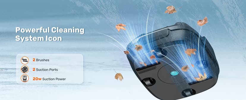 Cordless Robotic Pool Cleaner, Lasts 90 Min, Automatic Vacuum for Above-Ground Pools up to 860 Sq.ft, Portable, Self-Parking, Orange