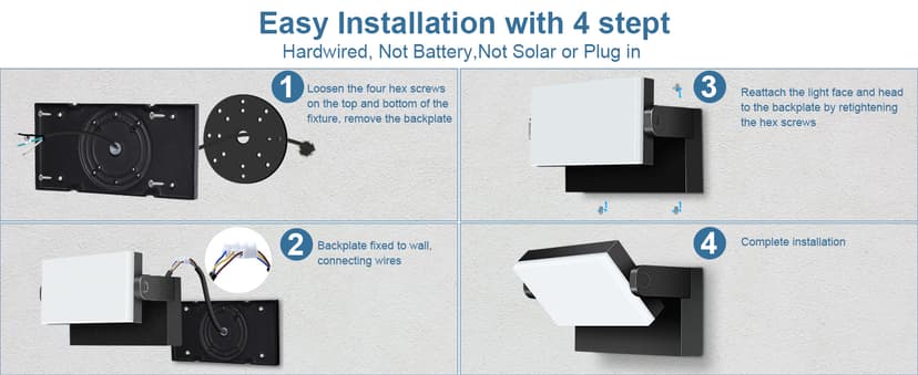 40W LED Outdoor Wall Lights, 5000K Water Resistant Exterior Wall Pack Light, 360 ° Adjustable Head Flood Wall Lighting Self-Developed Security Commercial Wall Mount Fixture for Yard Porch