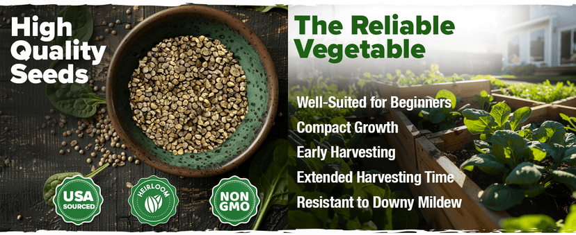 HOME GROWN Bloomsdale Spinach Seeds Pack – 353 Heirloom 𝗡𝗢𝗡-𝗚𝗠𝗢 𝗨𝗦𝗔-𝗦𝗢𝗨𝗥𝗖𝗘𝗗 Seeds – High Germination Spinach for Indoor, Outdoor, Hydroponic Planting & Home Gardens (Spinacia oleracea)