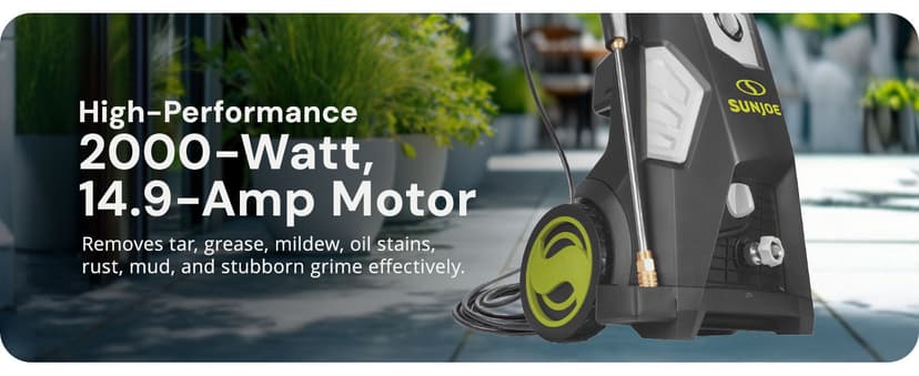 Sun Joe Electric Pressure Power Washer, 2000 PSI (PWMA Certified), 1.1 GPM, Dual Soap Tanks, SPX3500 (35-FT GFCI Water-Safe, Power Cord)