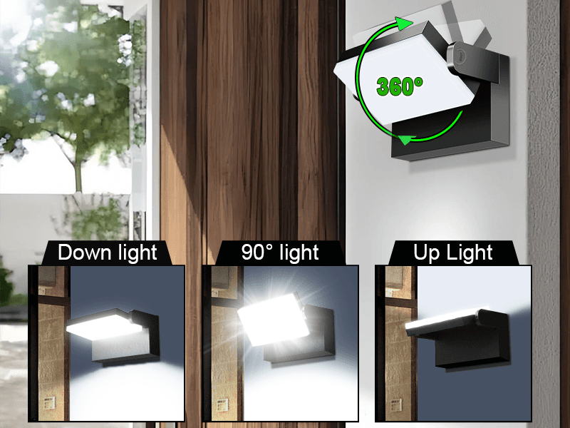 40W LED Outdoor Wall Lights, 5000K Water Resistant Exterior Wall Pack Light, 360 ° Adjustable Head Flood Wall Lighting Self-Developed Security Commercial Wall Mount Fixture for Yard Porch