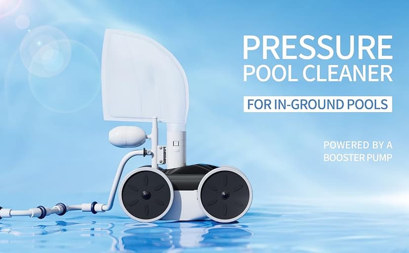 Upgrade Pool Pressure Side Sweeper: Professional Solution for Cleaning Your Swimming Pool (Four Wheels Better Than Three)