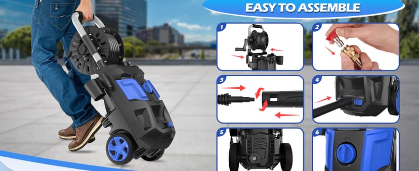 Electric Pressure Washer,4800PSI Max 3.0 GPM 20FT Hose,35FT Power Cord 4 Different Tips Foam Cannon Power Washer