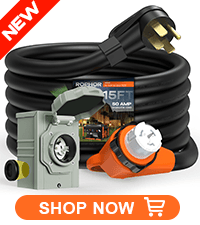 50 Amp Generator Cord and Pre-Drilled Power Inlet Box, 25FT Heavy Duty NEMA 14-50P to SS2-50R Extension Cord Twist Locking with Inlet Box, 125/250V, 12500W, ETL Listed for Outdoor Emergency Kit