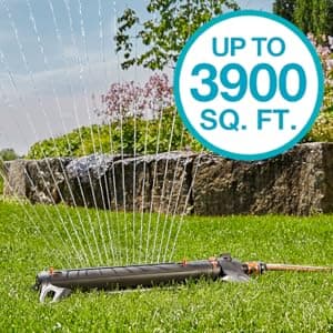 Gardena (18714) Up to 3800 sq ft - AquaZoom Adjustable Oscillating Yard Sprinkler, for Watering Large Area Lawn and Garden. Aquazoom Outdoor oscillating Sprinkler has Wide Heavy Duty Base.
