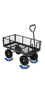 BILT HARD 4 Cu.Ft. 10" No-Flat Tires Poly Yard Dump Cart with 180° Rotating Handle, 600 lbs Capacity Heavy Duty Garden Carts and Wagons