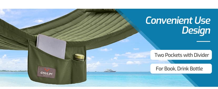 Double Quilted Fabric Hammock with Hardwood Spreader Bars and Pillow 450 LBS Capacity 2 Person Hammock Large Hammock for Outdoor Patio Backyard Poolside - Green