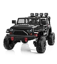 24V Ride On Tractor w/Tiltable & Detachable Trailer, 2x65W Motors, EVA Tires, Remote Control, Bluetooth, Shifter, Music, Electric Car for Kids Ages 2-5, Red