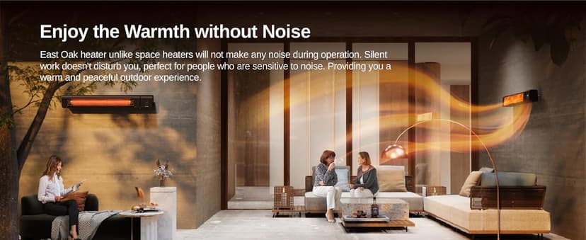 EAST OAK Electric Patio Heater for Commercial Use, 3000W Wall Mounted Electric Infrared Heater, Outdoor Heaters for Patio Deck, Outdoor Heater with IP65 Waterproof Remote Control Black 240V