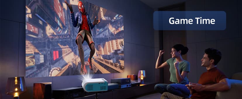 Nasin Mini Projector, 1080P Supported Portable Movie Projector, Home Theater and Outdoor Use, Compatible with IOS, Android, Tablet, Laptop, TV Stick, Type C, USB & HDMI, Bluetooth Proyector