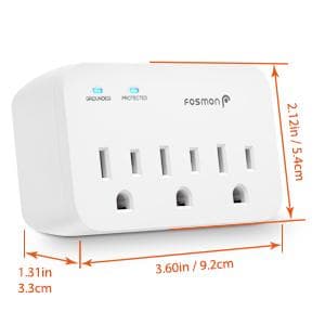 Fosmon Refrigerator Surge Protector, 3 Outlet Heavy Duty Appliance Surge Protector with High Joules for Fridge, Microwave, Washing Machine, Garage Door, 1200J, 1875 Watts, 3 Prong, ETL Listed