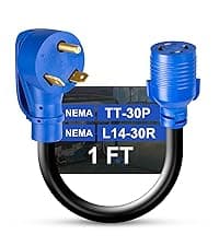 4-Prong 30 Amp Generator Splitter Y Adapter NEMA L14-30P to 2X L14-30R, 10 AWG SJTW Locking Power Cord, 125/250V 7500W for Manual Transfer Switch, Portable Generators & Emergency Power, 3ft