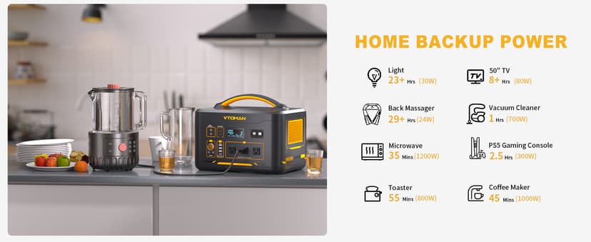 VTOMAN Jump 1500X Portable Power Station 1500W (3000W Peak), 828Wh LiFePO4 (LFP) Battery Powered Generator with Expandable Capacity, 3x Pure Sine Wave 1500W AC Outlets, 2xPD 100W, 3x Regulated 12V DC