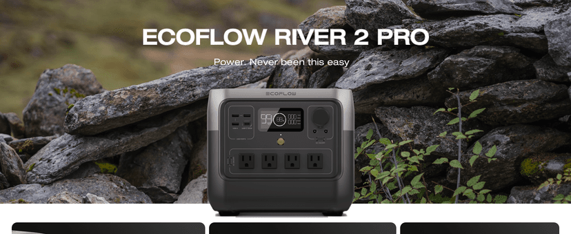 EF ECOFLOW Portable Power Station RIVER 2 Pro, 768Wh LiFePO4 Battery, 70 Min Fast Charging, 4X800W (X-Boost 1600W) AC Outlets, Solar Generator for Outdoor Camping/RVs/Home Use Black