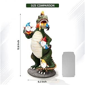 Dinosaur Eating Gnomes Garden Decor Statue - Funny Dinosaur Gnome Massacre Outdoor Decor for Yard, Patio, Lawn Ornaments - Garden Gifts for Mothers Day, Housewarming, Festival