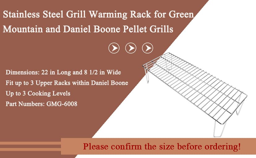 QuliMetal Grill Warming Rack for Green Mountain Grills Daniel Boone Pellet Grills, Stainless Steel, Replacement Parts for GMG-6008