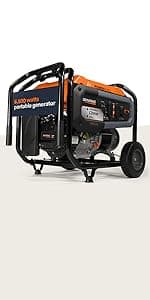Generac 7,500-Watt Dual-Fuel Compatible Portable Generator - Gas and Propane - COsense Technology with Electric Start - PowerRush Advanced Technology - Reliable Power Solution - Home Use, Orange/Black