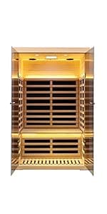 Red Cedar 4 Person Outdoor Ultra-Low EMF(0.5mg) Infrared Sauna, Multi-Person Home Sauna spa, 2160w,12 Heating Panels, LCD Control Panel, Bluetooth Speaker, Chromotherapy Lights, Reading lamp