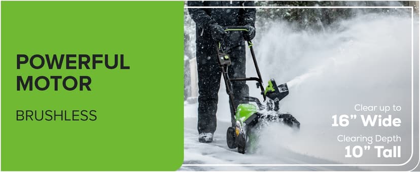 Greenworks 40V (75+ Compatible Tools) 16” Cordless Snow Blower, 5.0Ah Battery and Charger Included, SN40B410