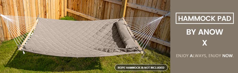 ANOW Double Hammock Pad and Pillow Set, 2 Person Polyester Hammock Pad, Light Brown