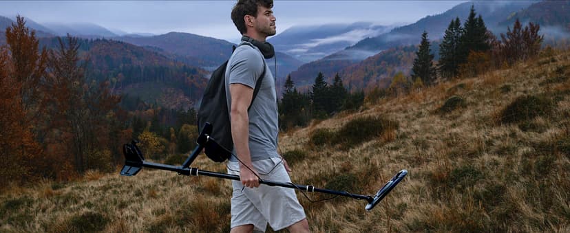 SUNPOW Metal Detector for Adults Professional - High Accuracy with 12" Waterproof Coil, 2x Backlit LCD Display, Advanced DSP Chip, 5 Modes, Adjustable Length (19"-59"), Sturdy Spiral Structure -OTMD14