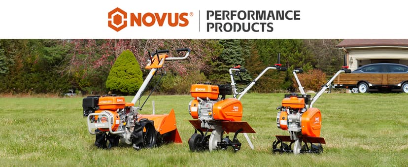 NOVUS 17-Inch Gas Tiller for Gardening, 79cc 4-Cycle Gas Engine, 2-in-1 Front Tine Tiller Cultivator, Toolless Tilling Width Adjustment, Forged Steel Tines, Integrated Transport Wheels