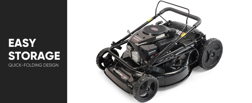 PowerSmart Self Propelled Gas Lawn Mower, 22 in. with 170cc OHV Engine, 3-in-1 Rear-Wheel-Drive High Wheels, Black