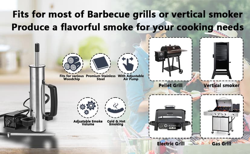 Cold Smoke Generator, Tube for Pellet Smoker Upgrade, Generator for Gas Grilling, Portable Cordless Electric Smoker, Hot or Cold Smoking, Pellet Smoker: Box for Any Grill