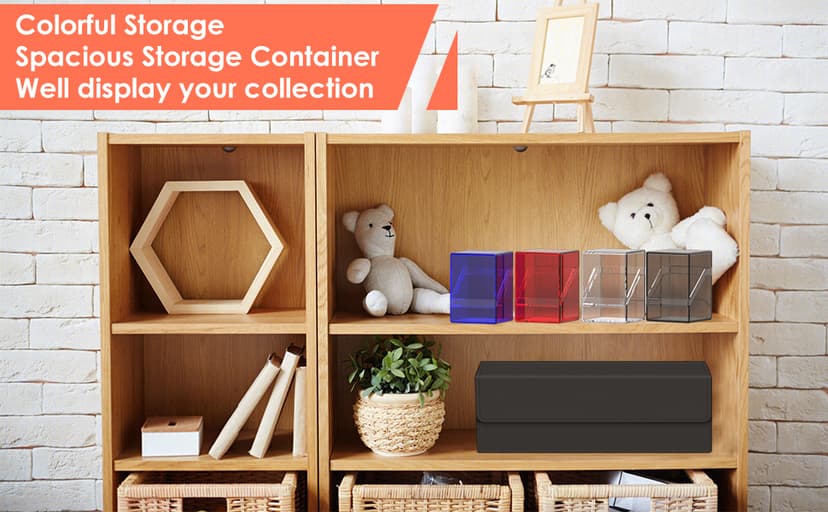 KKU Card Deck Boxes with 4 Pack Acylic Card Cases, Magnetic Closure Trading Card Deck Storage Box Fits 800+ Sleeved Cards Sport Cards