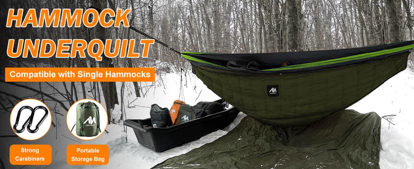 AYAMAYA Single & Double Hammock Underquilt Full Length Big Size Under Quilts for Hammocks, Camping Backpacking Essential, Winter Cold Weather Warm UQ Blanket Bottom Insulation