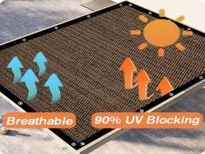 90% Sun Shade Cloth with Grommets, Pergola Shade Cover Canopy, Mesh Tarp Sun Screens for Patio, Outdoor, Garden, Backyard (8' X 10')