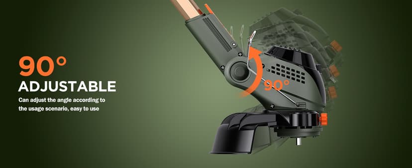 12-Inch Cordless String Trimmer & Edger, (2 x 21V 4.0Ah Electric Brush Cutter Battery Powered), with Auxiliary Bracket, Side Ball, 90° Rotary Head, Telescopic Handle, 3 Cutting Methods(WEG21T)