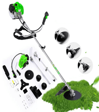 58CC Weed Wacker Brush Cutter, Gas Powered String Trimmer 4-in-1 Gas Weed Eater with 4 Detachable Heads Straight Shaft 2-Cycle for Weed, Brush(Green)