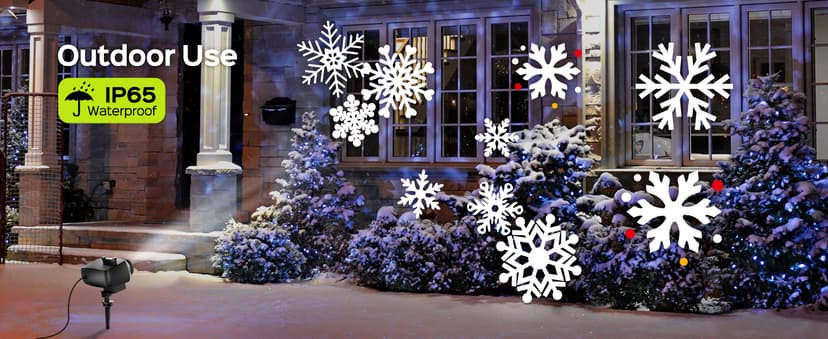 JACKYLED Christmas Projector Light, Outdoor 2-in-1 HD Holiday Projector Light Outdoor with Remote Control, Timers, IP65 Waterproof (15 Slides, 10 Colors)