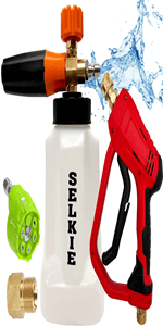 Selkie Pressure Washer Sandblasting Kit - Wet Abrasive Sandblaster Attachment, with Replacement Nozzle Tips,Protect Glasses, 1/4 Inch Quick Disconnect, 5000 PSI
