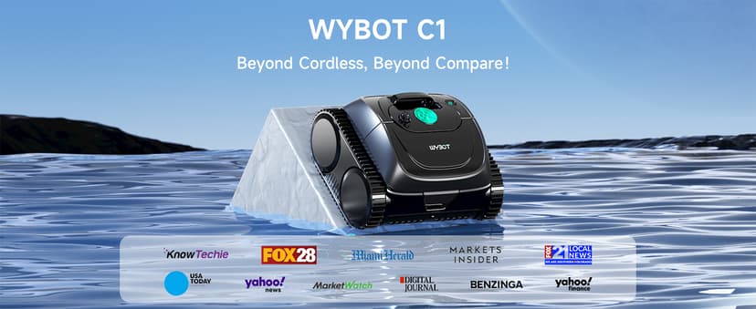 (2025 Upgrade) WYBOT C1 Robotic Pool Vacuum for Inground Pools, 150min Runtime Cordless Pool Cleaner, 4-in-1 Wall & Waterline Cleaning Up to 1,614Sq.ft, Smart Navigation, App Support