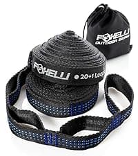 Foxelli XL Hammock Straps - Extra Long 20FT Heavy Duty No-Stretch Suspension System, 40+2 Loops, 2000 LBS Capacity, for Indoor/Outdoor Use – Set of 2 Straps & Carry Bag