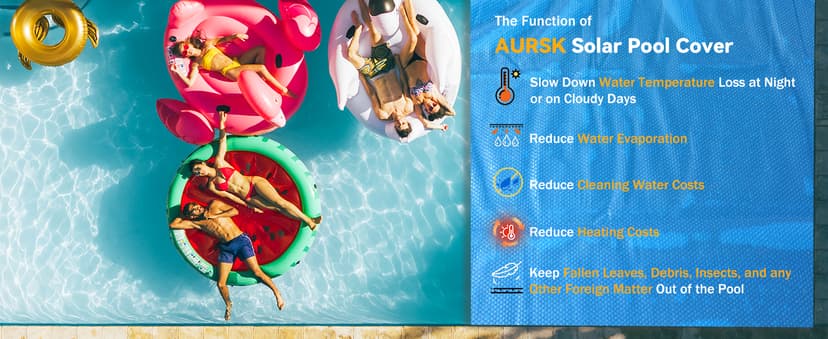 AURSK Solar Pool Cover,12mil 18x9 Foot Solar Pool Blanket for In-Ground and Above Ground Swimming Pools,Rectangular Thermal Pool Cover,Blue(9x18FT)