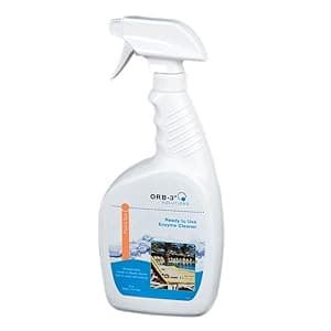 A011-J5R-1Qspry Ready-to-Use Enzyme Cleaner Spray Bottle for Pools, 1-Quart, Translucent light yellow liquid