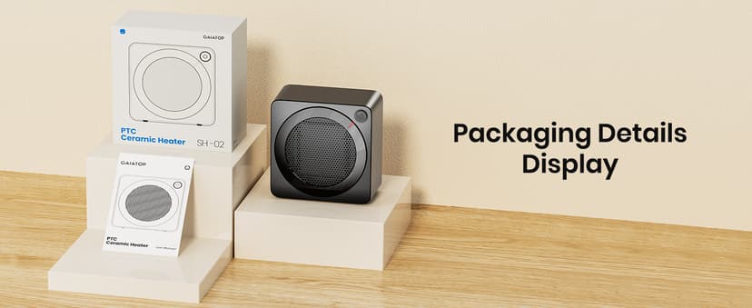 Gaiatop Mini Space Heater, Lightweight PTC Ceramic Fast Heating 500W Energy Efficient for Indoor Use, Overheating & 45° Tip-Over Protection, Portable Desk Electric Heaters for Office Home Black