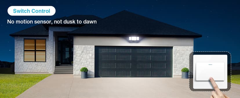 Olafus 60W Flood Lights Outdoor, Switch Controlled 6000LM LED Security Lights, IP65 Waterproof Outside Floodlights, 6500K Exterior Flood Light Fixture Wired for House Yard Porch Eave Black