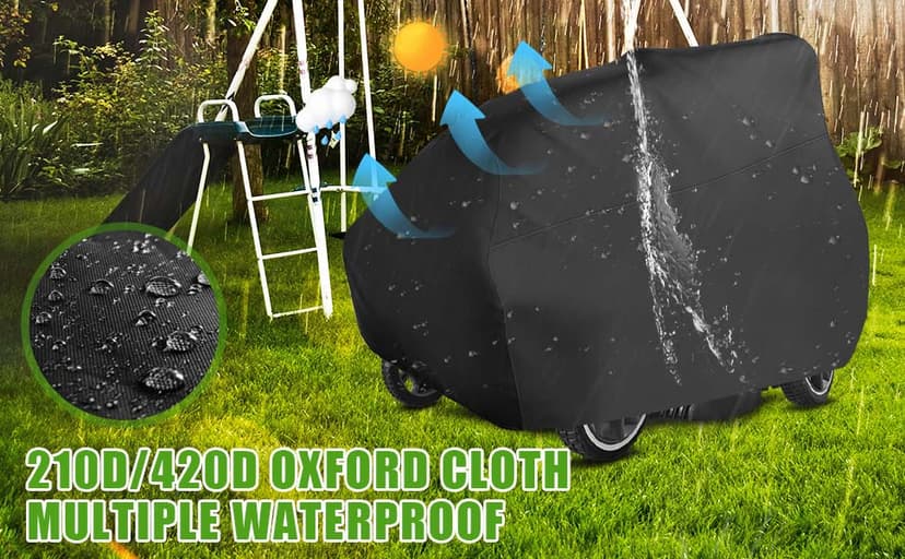 Outdoors Lawn Mower Cover Waterproof Heavy Duty 210D Polyester Oxford UV Protection Lawn Tractor Cover Fits Decks Up to 54" with Drawstring and Storage Bag
